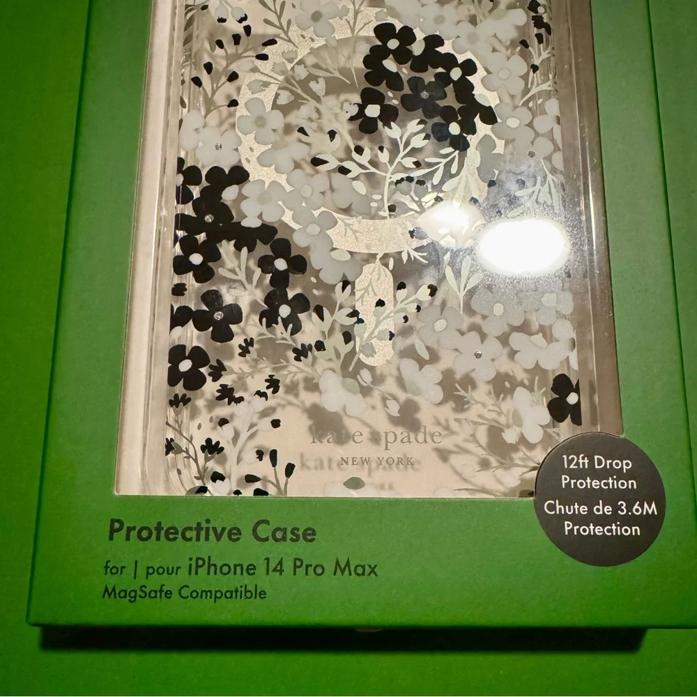 NIB♠️Kate Spade ♠️ Apple iPhone 14 Pro Max iridescent glitter Design Case